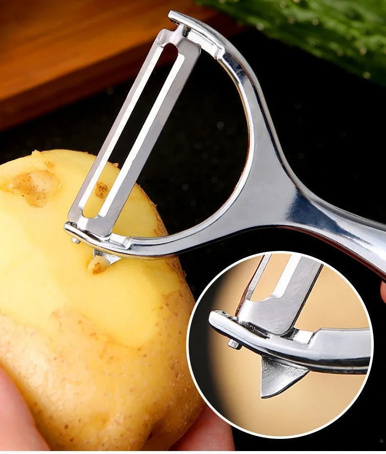 VeggiPeel Pro - Descascador e Ralador Multifuncional em Aço Inoxidável