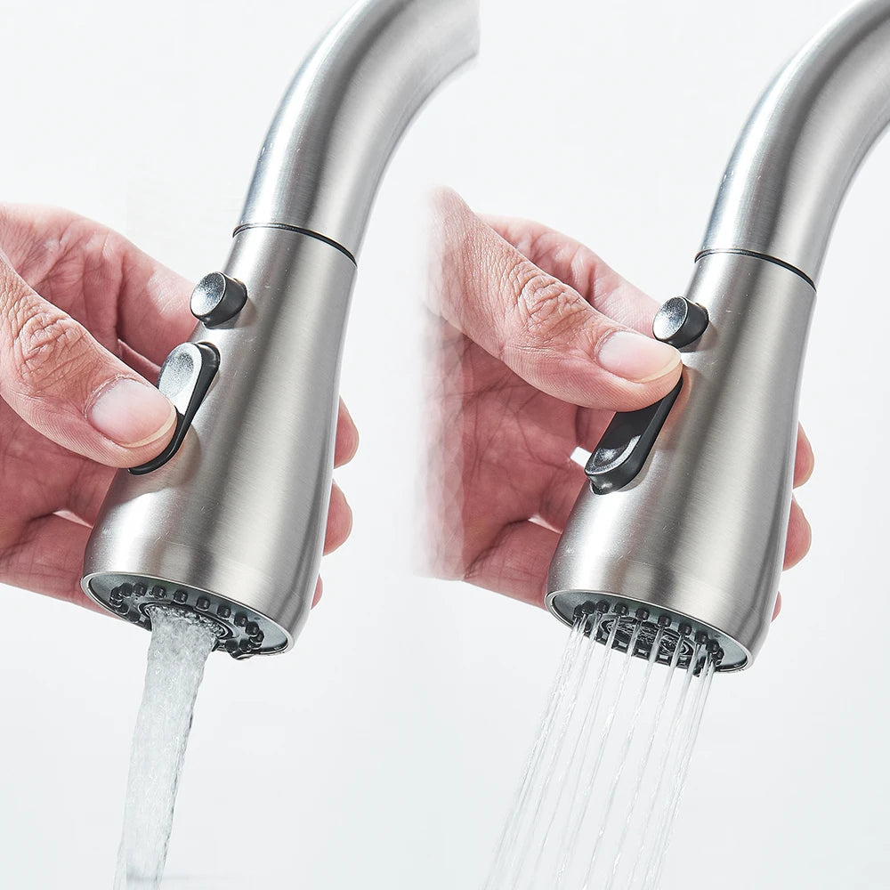 Torneira Monocomando Níquel Escovado com Spray Extensível
