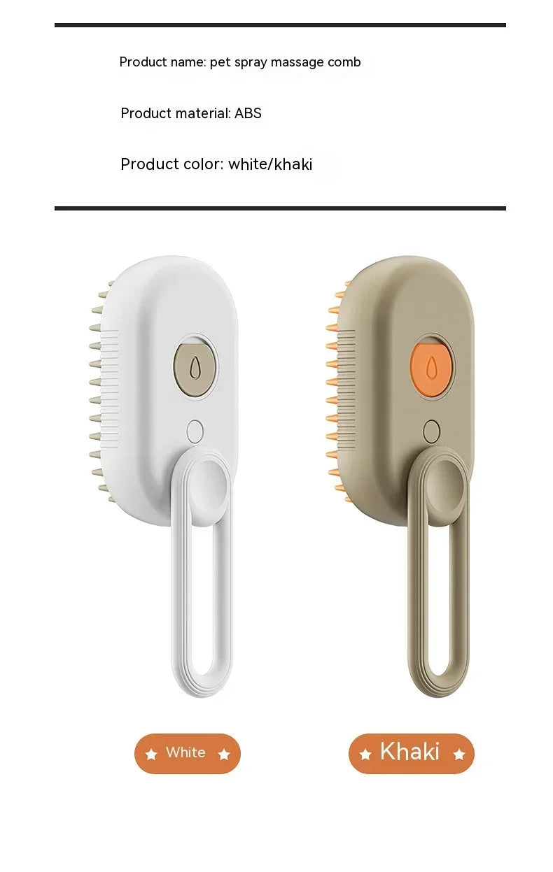 Escova Elétrica 3 em 1 com Spray para Pets - Recarregável USB