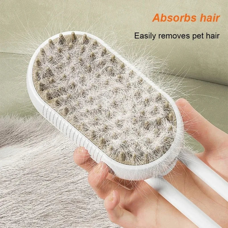 Escova Elétrica 3 em 1 com Spray para Pets - Recarregável USB