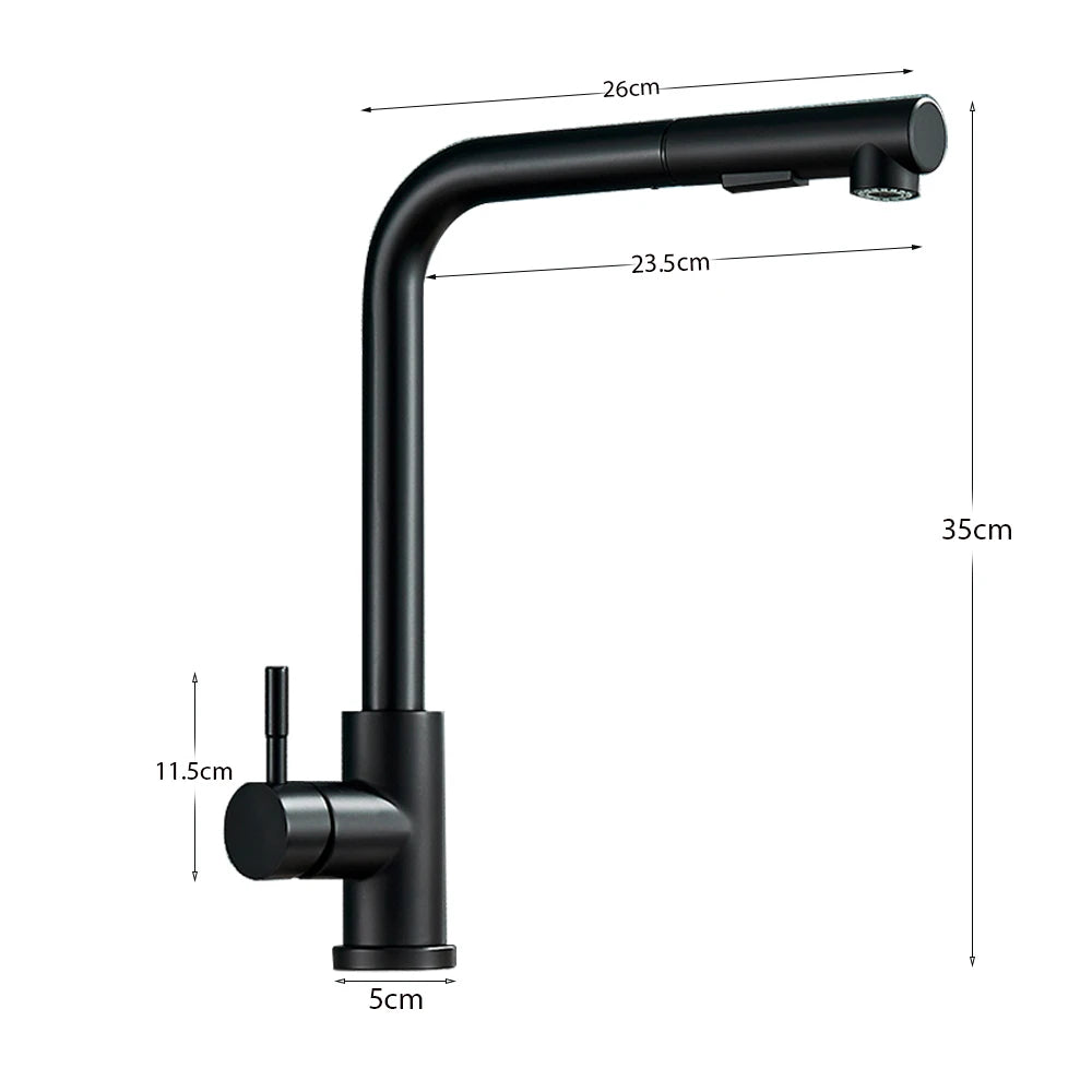 Torneira Premium Black Chef com Ducha Retrátil e Controle Quente/Frio