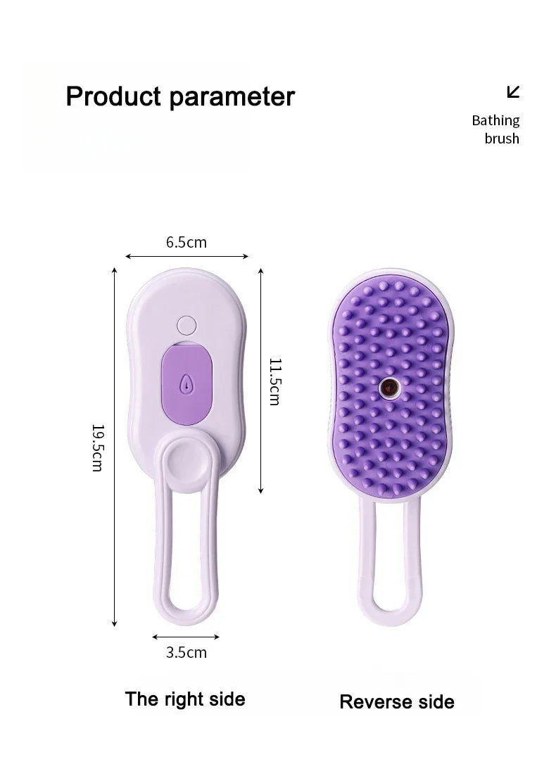 Escova Elétrica 3 em 1 com Spray para Pets - Recarregável USB