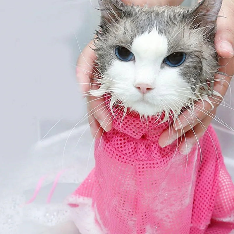 CatBath Pro - Bolsa de Banho em Malha para Gatos
