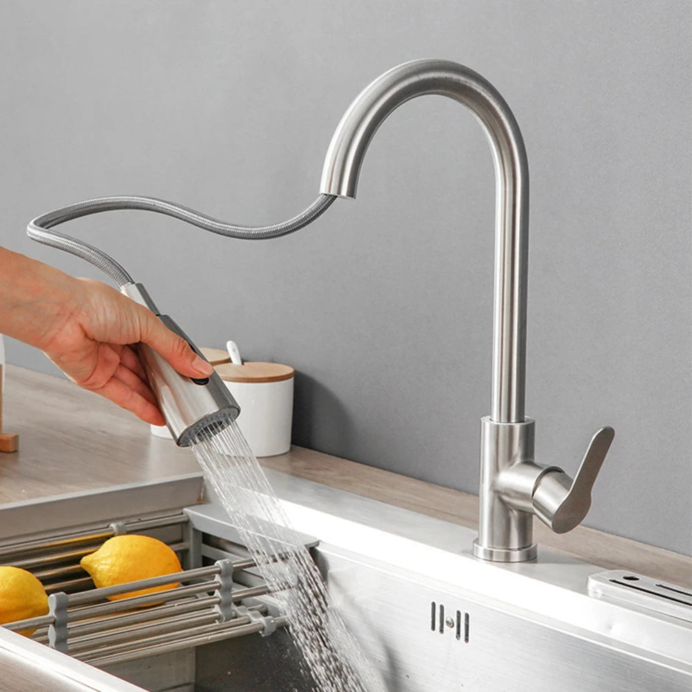 Torneira Monocomando Níquel Escovado com Spray Extensível