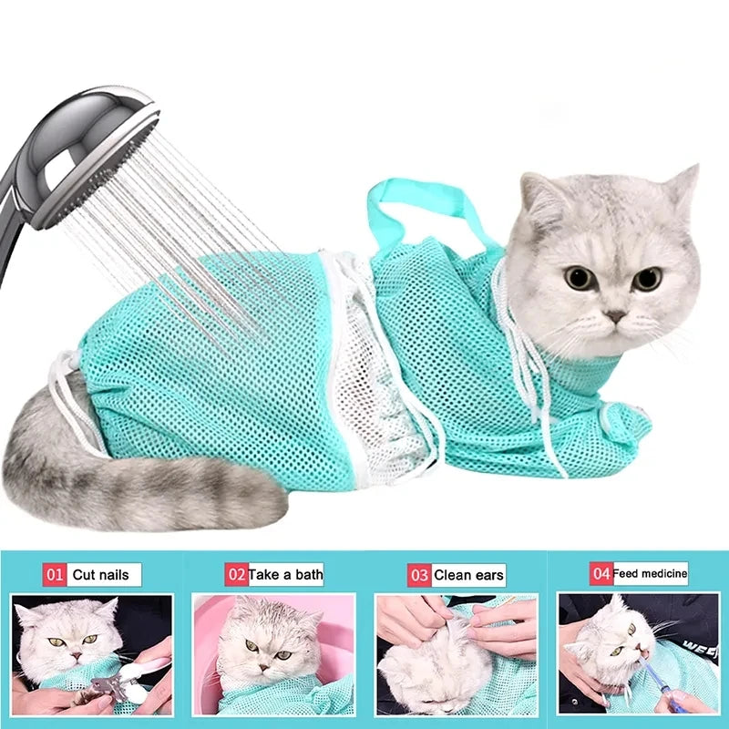 CatBath Pro - Bolsa de Banho em Malha para Gatos