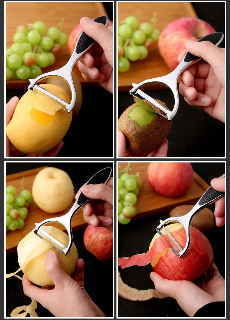 VeggiPeel Pro - Descascador e Ralador Multifuncional em Aço Inoxidável