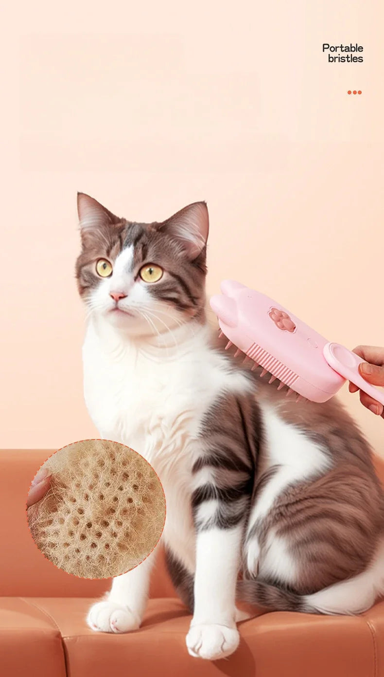 Escova Elétrica 3 em 1 com Spray para Pets - Recarregável USB