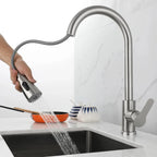 Torneira Monocomando Níquel Escovado com Spray Extensível
