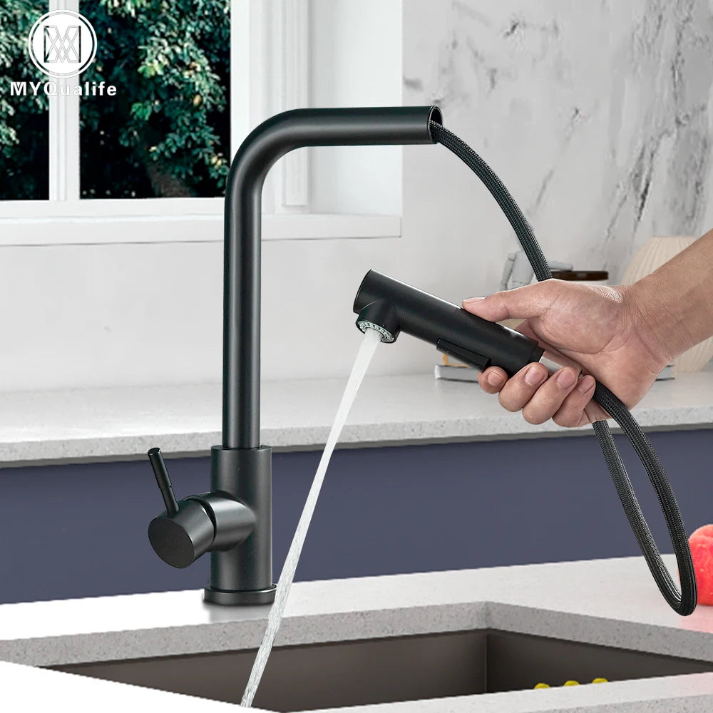 Torneira Premium Black Chef com Ducha Retrátil e Controle Quente/Frio