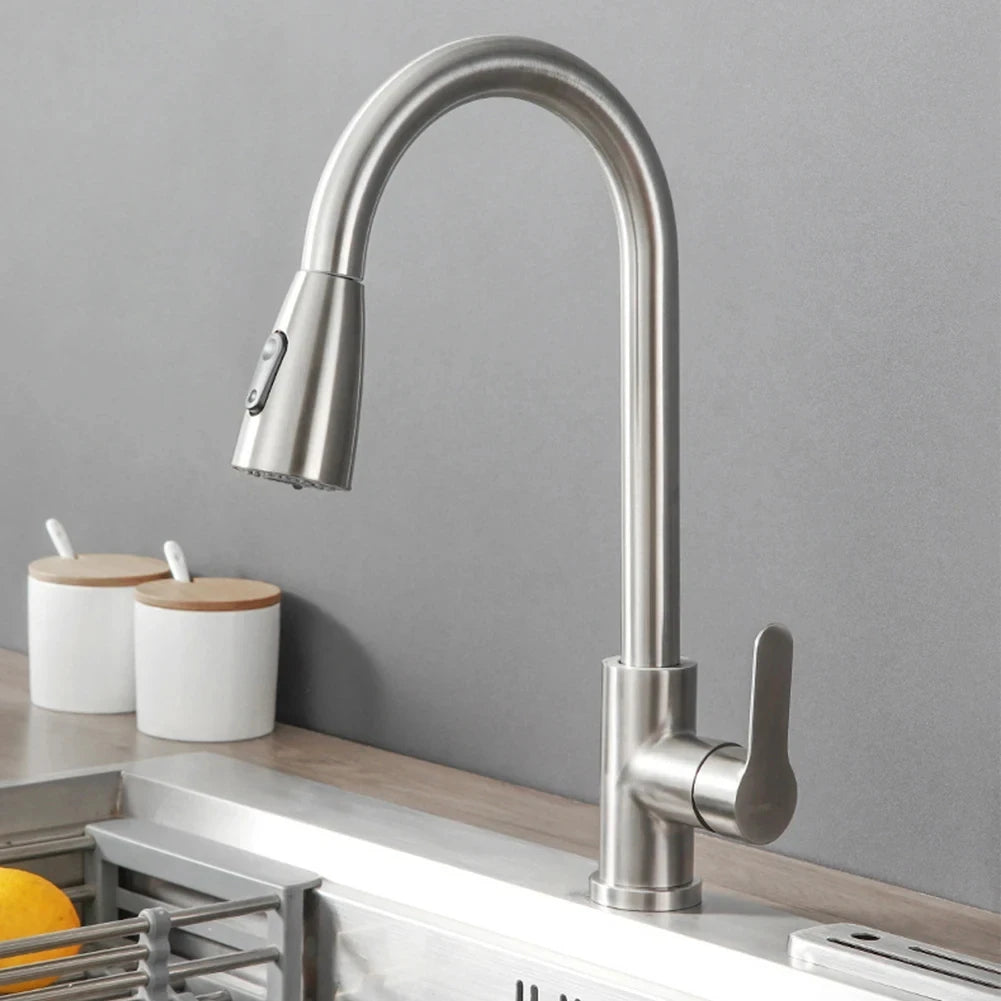 Torneira Monocomando Níquel Escovado com Spray Extensível