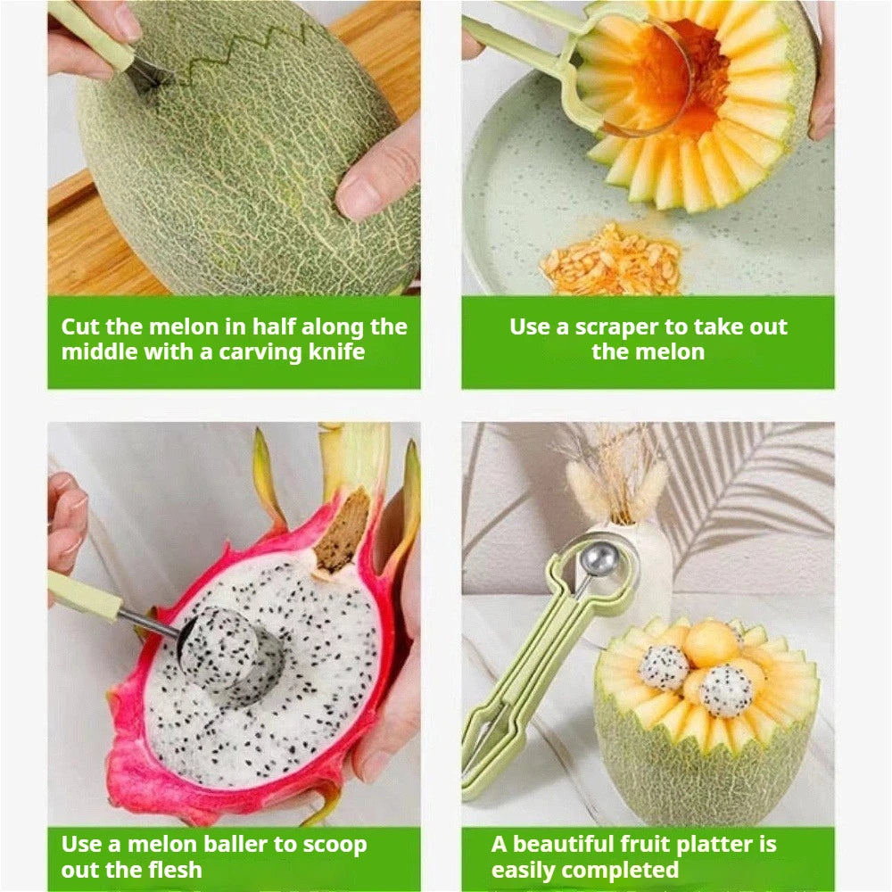 FruitCarve Pro - Kit 4 em 1 para Esculpir Frutas em Aço Inoxidável